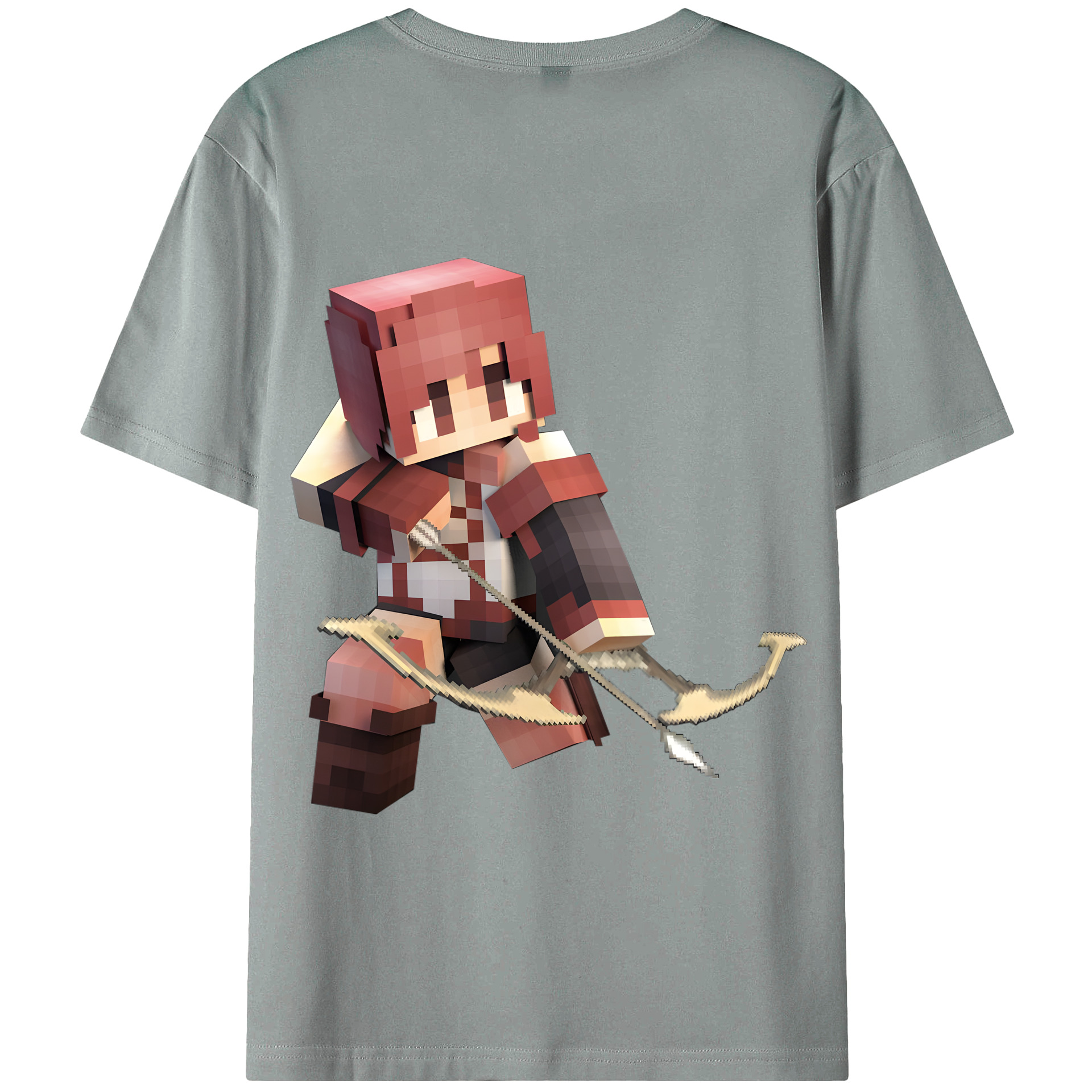 （画像用） マインクラフト ブロックの世界 Minecraft MC Block world 綿100％ メンズ半袖Tシャツ（バックプリント） 通気性